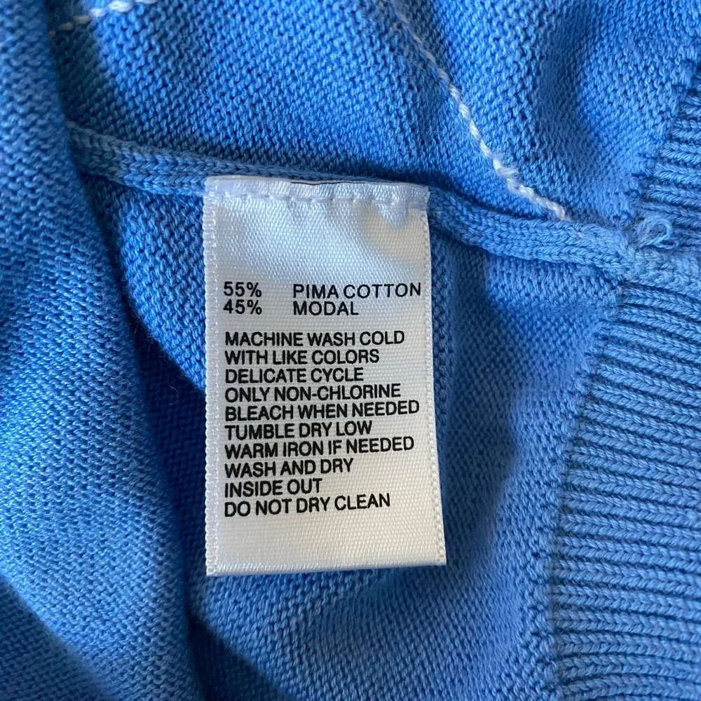 Greg Norman Argyle V-Neck Sweater Vest Mens L Blue Pima Cotton Old Money Golf
